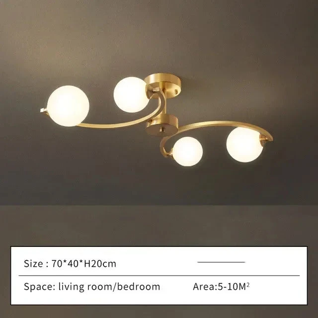 Plafonnier Moderne En Cuivre Doré Avec Boule De Verre Et Led 9 Plafonnier Moderne En Cuivre Doré Avec Boule De Verre Et Led – Image 7