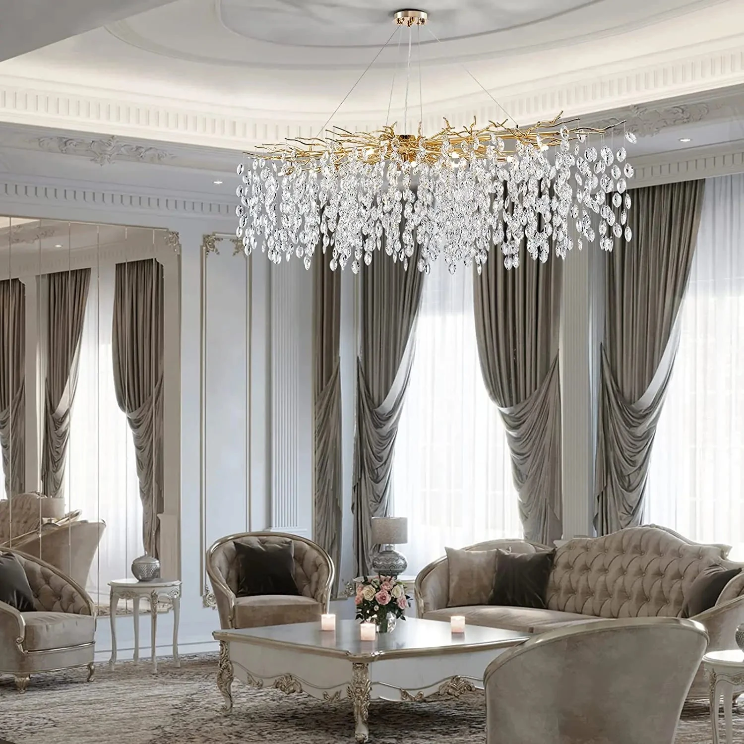 Lustre En Cristal De Luxe Avec Branches Led Pour Intérieur Moderne 5 Lustre En Cristal De Luxe Avec Branches Led Pour Intérieur Moderne – Image 3