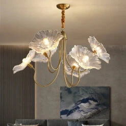 Lustre Moderne En Verre En Forme De Fleur De Lotus Avec Led -Lumeers Boutique Se367e757b5b64596b995cdaee67d4a14L