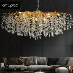 Lustre En Cristal Doré Design Nordique à Led Décoratif