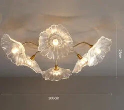 Lustre Moderne En Verre En Forme De Fleur De Lotus Avec Led -Lumeers Boutique Se8109172ba0b493f9239694311820123Y