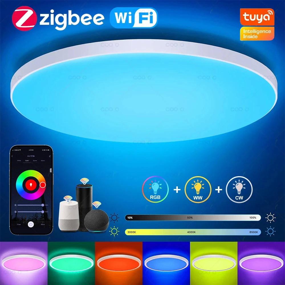 Plafonnier Led Intelligent Tuya Zigbee Avec Commande Vocale Et Application 3 Plafonnier Led Intelligent Tuya Zigbee Avec Commande Vocale Et Application