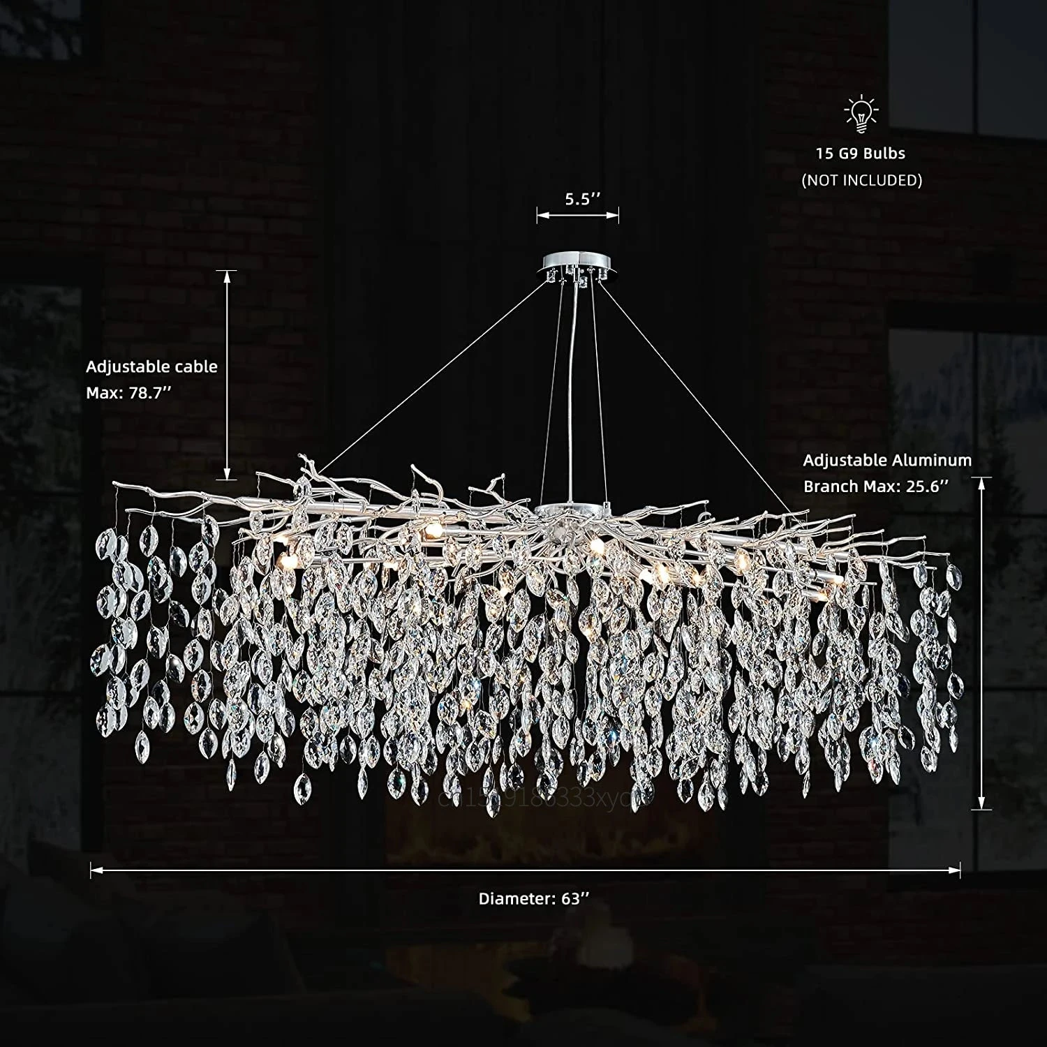 Lustre En Cristal De Luxe Avec Branches Led Pour Intérieur Moderne 9 Lustre En Cristal De Luxe Avec Branches Led Pour Intérieur Moderne – Image 7
