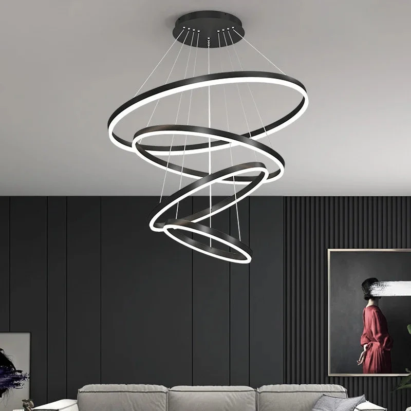 Lustre Moderne à Anneaux Ronds En Led Pour Décoration Intérieure 7 Lustre Moderne à Anneaux Ronds En Led Pour Décoration Intérieure – Image 5