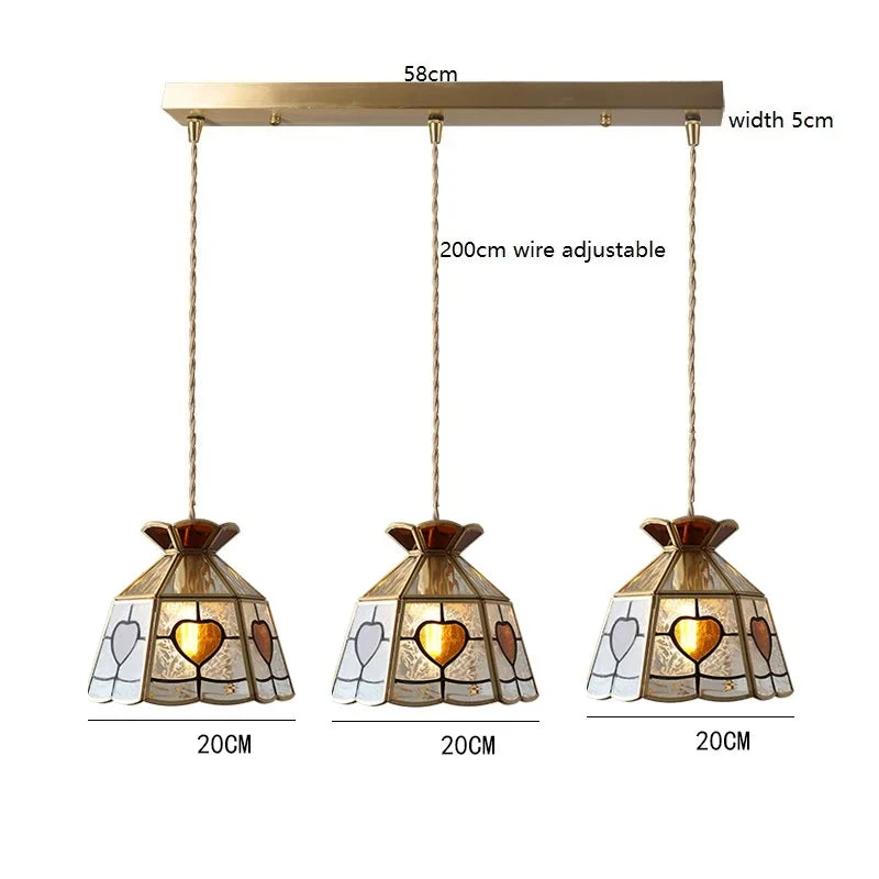 Suspension Vintage En Cuivre Avec Abat-jour En Verre Fait Main 17 Suspension Vintage En Cuivre Avec Abat-jour En Verre Fait Main â Image 15