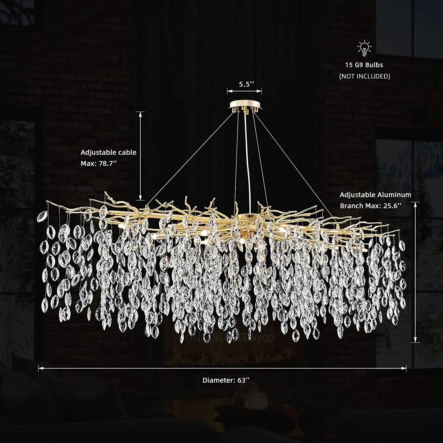 Lustre En Cristal De Luxe Avec Branches Led Pour Intérieur Moderne 10 Lustre En Cristal De Luxe Avec Branches Led Pour Intérieur Moderne – Image 8