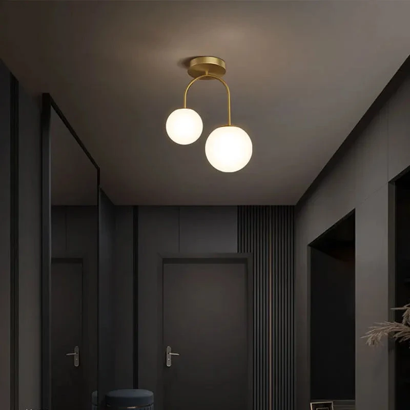 Boule De Verre Nordique LED Plafonnier Lampes Pour Allée Couloir Balcon Couloir Chambre Horloge Décoration De La Maison éclairage Intérieur 5 Boule De Verre Nordique LED Plafonnier Lampes Pour Allée Couloir Balcon Couloir Chambre Horloge Décoration De La Maison éclairage Intérieur – Image 3