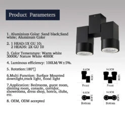 Spot Moderne Avec Double LED En Aluminium Blanc -Lumeers Boutique Spot Lumineux LED d NikR glable Double Montage en Surface Blanc et Noir GU10 180.jpg 24b8fa5e a7b8 4cca 82db 3b45604789ea