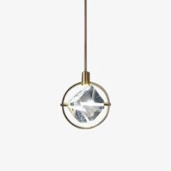 Suspension LED Design Avec Rond Doré Et Cristal De Verre Luxury