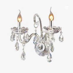 Applique Murale Chromée En Cristal Et Lampes Bougies
