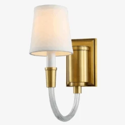 Applique Murale En Verre Cuivré Avec Abat-jour En Tissu à LED