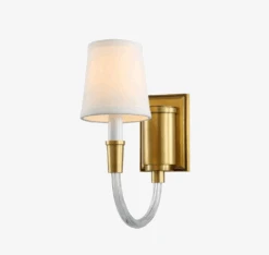 Applique Murale En Verre Cuivré Avec Abat-jour En Tissu à LED -Lumeers Boutique applique murale en verre cuivr avec abat jour en tissu led 3