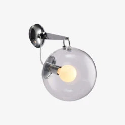 Applique Murale Industrielle Argentée Avec Globe En Verre Irantzu