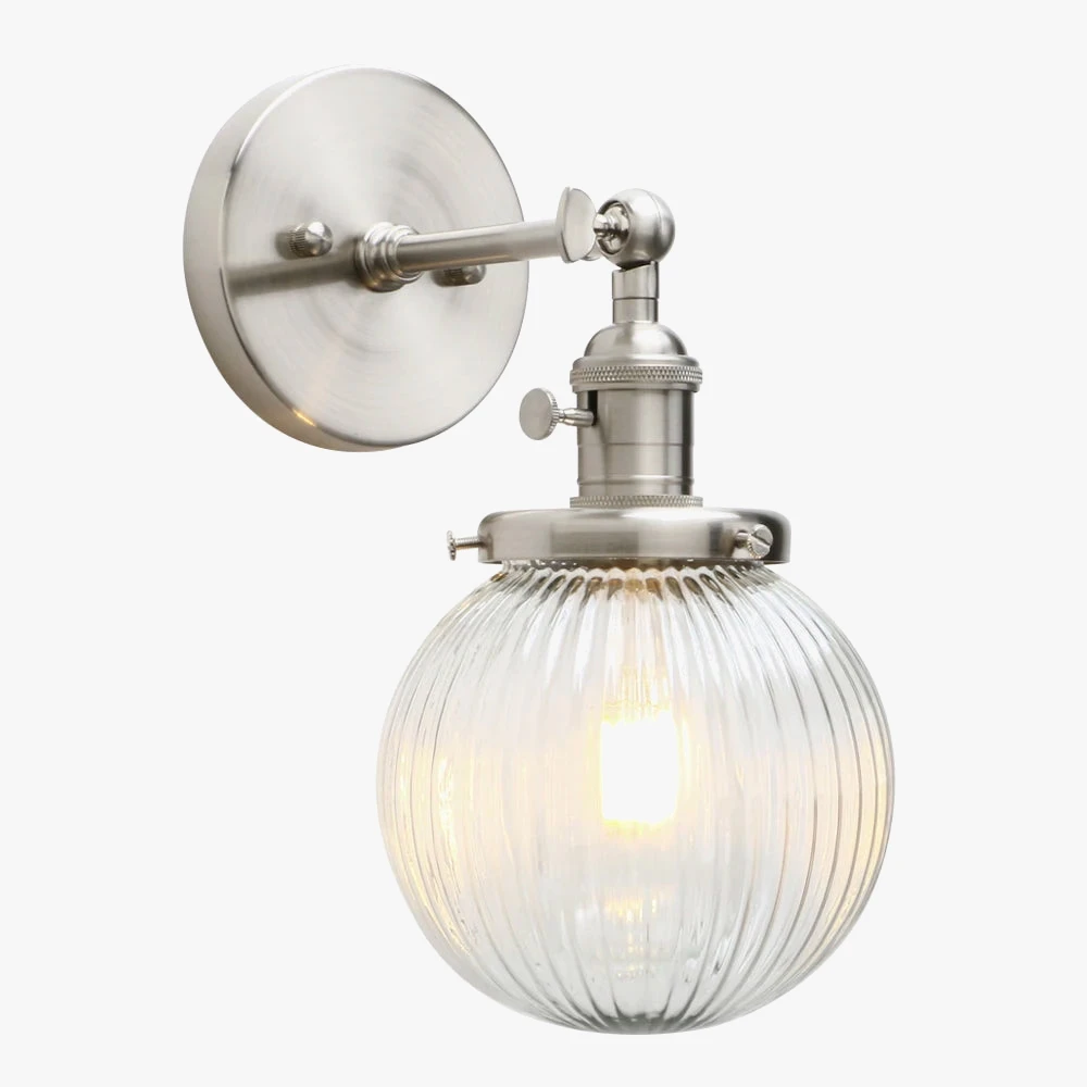 Applique Murale Phansthy Vintage Industrielle Avec Abat-jour Rond En Verre 3 Applique Murale Phansthy Vintage Industrielle Avec Abat-jour Rond En Verre