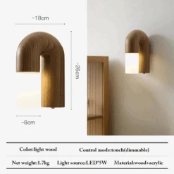 Applique Murale Rétro En Bois De Frêne Et Acrylique Avec Led -Lumeers Boutique appliques murales r tro en bois de fr ne et acrylique avec led 6