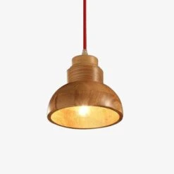 Suspension Moderne LED En Bois Avec Abat-jour Arrondi Craft