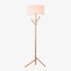 Lampadaire Avec Abat-jour En Tissu Et Pied En Bois Style Arbre