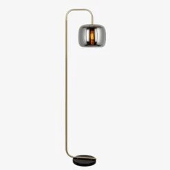 Lampadaire Design Avec Boule En Verre Fumé Stone