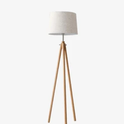 Lampadaire Moderne Abat-jour En Tissu Et Trois Pieds En Bois Fabric