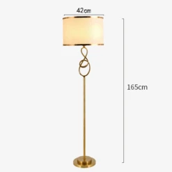 Lampadaire Post-moderne Abat-jour En Tissu Doré Vintage En Fer Forgé -Lumeers Boutique lampadaire post moderne abat jour en tissu dor vintage en fer forg 5