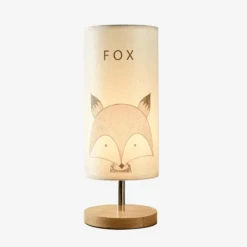 Lampe De Chevet (ou Bureau) En Bois Avec Dessin D'animaux Pour Enfant