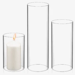 Lot De 3 Abat-jours En Verre Pour Bougies Décoratives Transparentes