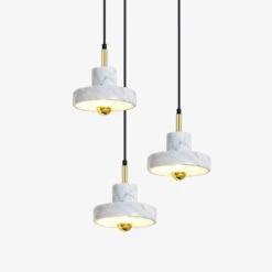 Lustre Design LED Avec Abat-jour En Marbre Blanc Luxia