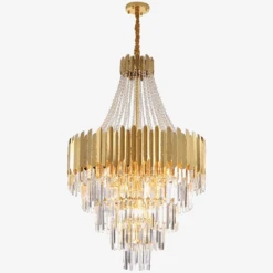 Lustre En Cristal Design Art Déco En Acier Inoxydable Avec éclairage Led