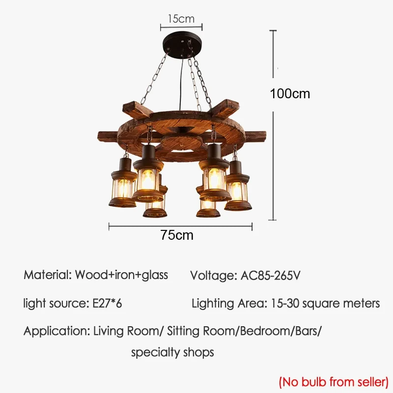 Lustre Industriel Vintage Pour Bar Café Restaurant En Bois 7 Lustre Industriel Vintage Pour Bar Café Restaurant En Bois – Image 5
