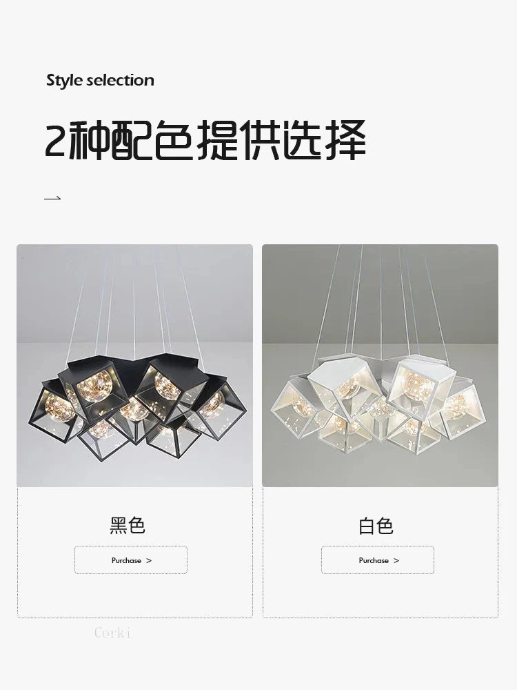 Lustre à Led Design Moderne Luminaire Géométrique Intérieur Dimmable 6 Lustre à Led Design Moderne Luminaire Géométrique Intérieur Dimmable – Image 4