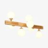 Lustre LED En Bois Avec Lampe Dans Boule En Verre