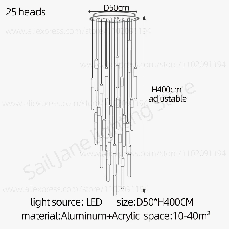 Lustre Led Minimaliste Moderne Pour Villa Restaurant Escalier 10 Lustre Led Minimaliste Moderne Pour Villa Restaurant Escalier – Image 8