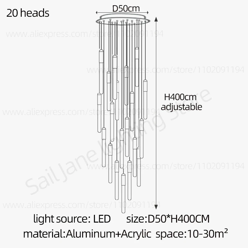 Lustre Led Minimaliste Moderne Pour Villa Restaurant Escalier 11 Lustre Led Minimaliste Moderne Pour Villa Restaurant Escalier – Image 9