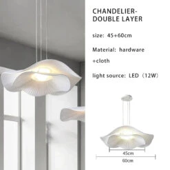 Lustre Minimaliste Nordique En Tissu Design Feuille De Lotus -Lumeers Boutique lustre minimaliste nordique en tissu design feuille de lotus 8