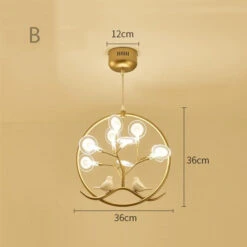 Lustre Moderne Avec Arbre Et Oiseaux Dans Anneau Rhym -Lumeers Boutique lustre moderne avec arbre et oiseaux dans anneau rhym dore b chaud