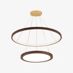 Lustre Scandinave Avec 2 Anneaux Lumineux En Bois Arya -Lumeers Boutique lustre scandinave avec 2bois anneaux lumineux en bois arya