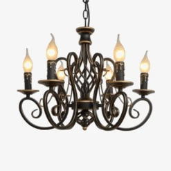 Lustre Vintage Européen En Fer Avec Bougies à Led