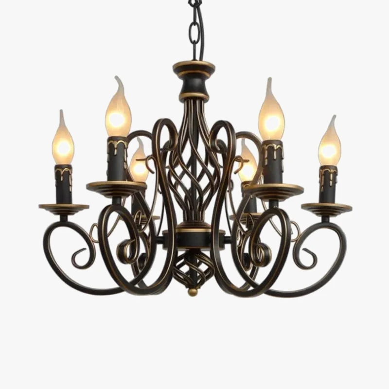 Lustre Vintage Européen En Fer Avec Bougies à Led 3 Lustre Vintage Européen En Fer Avec Bougies à Led