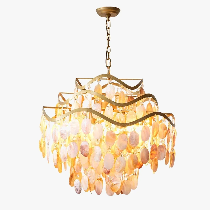 Lustres Led Postmodernes En Coquillage Capiz Pour Décoration Intérieure 4 Lustres Led Postmodernes En Coquillage Capiz Pour Décoration Intérieure – Image 2