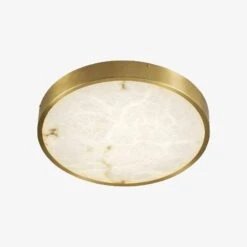 Plafonnier Design LED Rond En Marbre Avec Bords Dorés