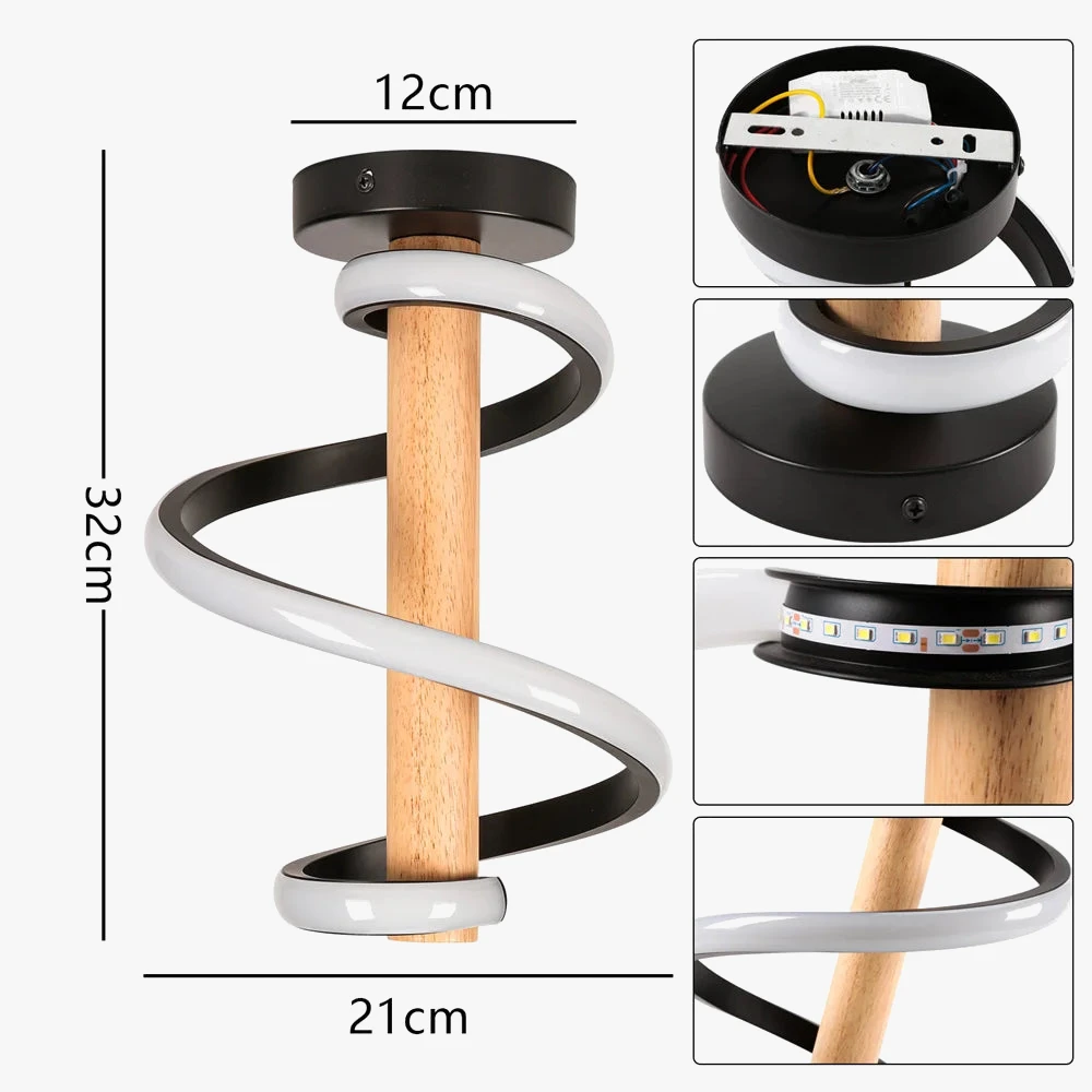 Plafonnier Led Ondulé En Bois Design Moderne Long Tube Décoratif 9 Plafonnier Led Ondulé En Bois Design Moderne Long Tube Décoratif – Image 7