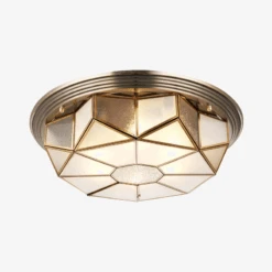 Plafonnier Vintage En Verre Et Cuivre Pour Intérieur