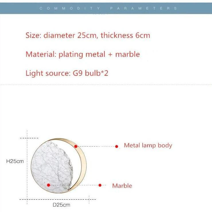 Applique Murale Design LED Style Marbre Et Rond Doré 9 Applique Murale Design LED Style Marbre Et Rond Doré – Image 7