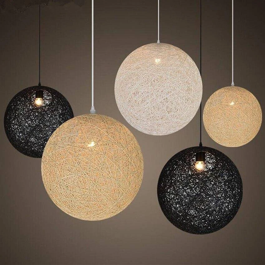 Suspension En Rotin LED Avec Boule Colorée Simple 6 Suspension En Rotin LED Avec Boule Colorée Simple – Image 4
