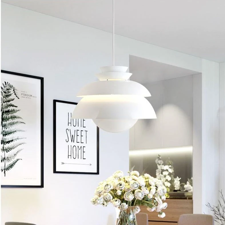 Suspension Design LED Blanche En Forme De Fleur Denmark 4 Suspension Design LED Blanche En Forme De Fleur Denmark – Image 2