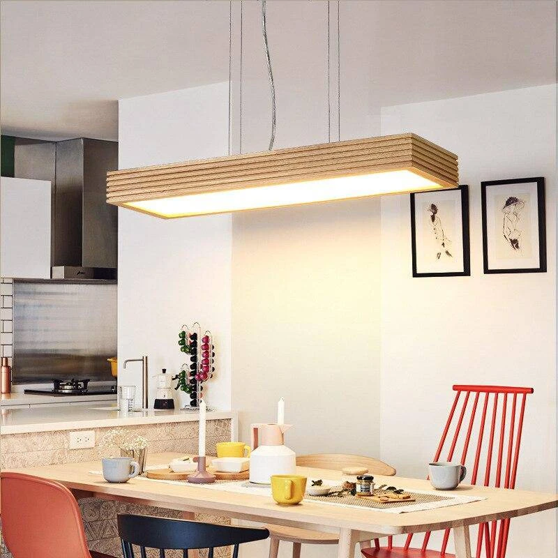 Lustre Moderne à LED Avec Rectangle Aux Bords épais En Bois Fly 7 Lustre Moderne à LED Avec Rectangle Aux Bords épais En Bois Fly – Image 5
