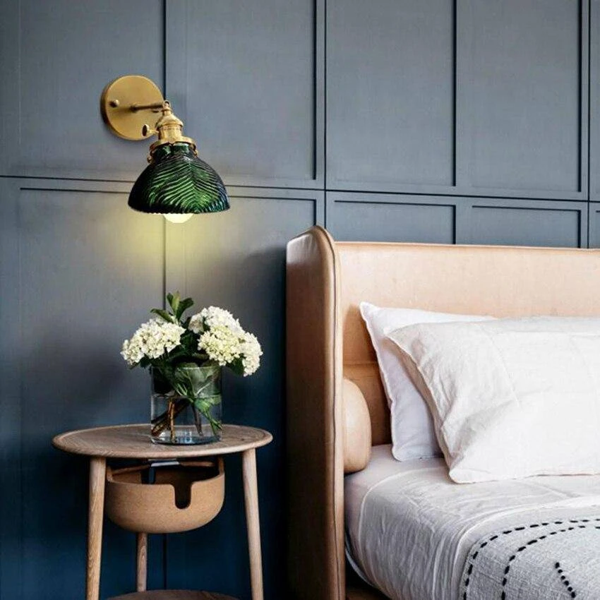 Applique Murale Design LED Dorée Avec Bras Rétro Et Abat-jour En Verre émeraude 7 Applique Murale Design LED Dorée Avec Bras Rétro Et Abat-jour En Verre émeraude – Image 5