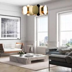 Lustre Design Chromé Moderne à Plaques Rondes Et Plates Villa -Lumeers Boutique product image 1340145589 5367fa6f e967 4960 844e 45a6646d20a4