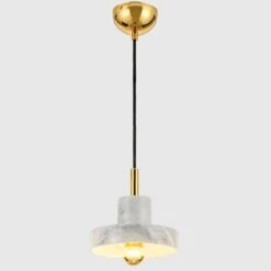 Suspension Design LED Avec Abat-jour Arrondi En Marbre Blanc Et Doré -Lumeers Boutique product image 1634372442 7b667084 8439 4dcb acb5 dc6da0a6e315