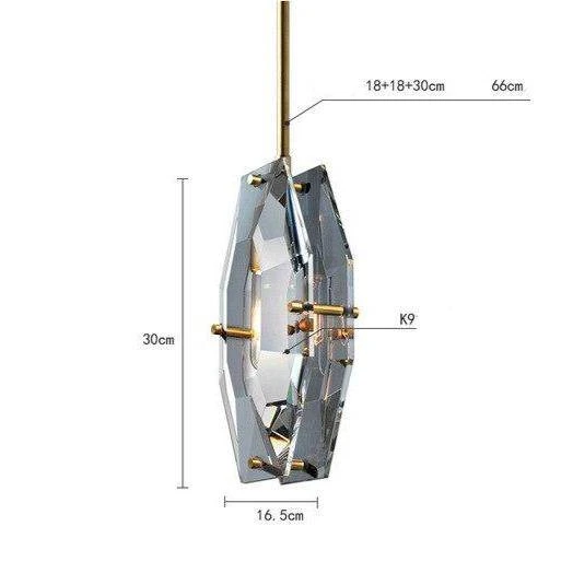 Suspension Design LED Avec Verre En Forme De Crystal Et Tige Dorée Loft 6 Suspension Design LED Avec Verre En Forme De Crystal Et Tige Dorée Loft – Image 4